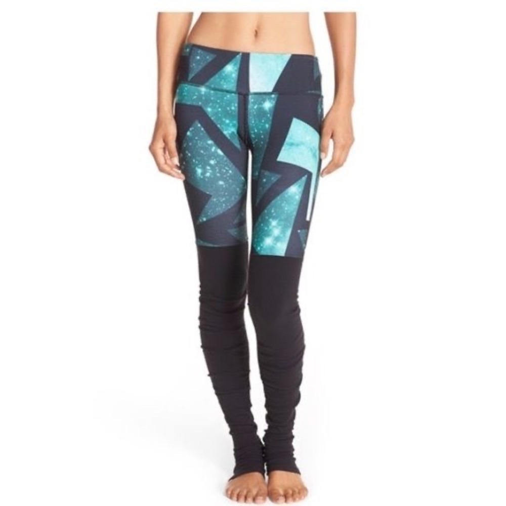 Alo Yoga Turquoise Black Goddess Leggings